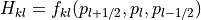 H_{kl} = f_{kl}(p_{l+1/2},p_l,p_{l-1/2})