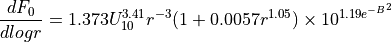 \frac{dF_{0}}{dlogr}=1.373U^{3.41}_{10}r^{-3}(1+0.0057r^{1.05})\times 10^{1.19e^{-B^{2}}}