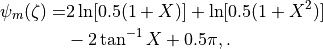 \begin{aligned}
\psi_m(\zeta) = &2 \ln[0.5(1 + X)] + \ln[0.5(1 + X^2 )] \nonumber \\ &
- 2 \tan^{-1} X + 0.5 \pi,
.
\end{aligned}