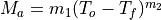 M_a = m_1 (T_o - T_f)^{m_2}