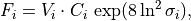 F_i = V_i \cdot C_i \, \exp(8 \ln^2\sigma_i),