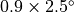 0.9 \times 2.5 ^{\circ}