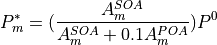 P^{*}_{m}=(\frac{A^{SOA}_{m}}{A^{SOA}_{m}+0.1A^{POA}_{m}})P^{0}