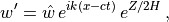 w^\prime = {\hat w} \, e^{ik(x-ct)} \, e^{Z/2H} \, ,
