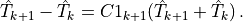 \hat{T}_{k+1} - \hat{T}_k = C1_{k+1} (\hat{T}_{k+1} + \hat{T}_k)\, .