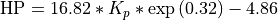 {\rm HP} = 16.82*K_p*\exp{(0.32)}-4.86