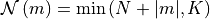 {\mathcal N} \left( m \right) = \min\left(N + \vert m \vert , K \right)