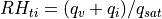 RH_{ti} = (q_v+q_i)/q_{sat}