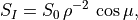 S_I = {S_0\,{\rho^{-2}}\,\cos\mu} ,