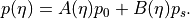 p(\eta) = A(\eta) p_0 + B(\eta) p_s.