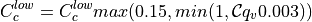 C_c^{low} = C_c^{low}max(0.15,min(1,{{\mathcal C}}{q_{v}}{0.003}))