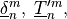 \underline{\delta}^m_n, \;\underline{T}'^m_n, \;
