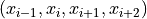 \left(
x_{i-1},x_{i},x_{i+1},x_{i+2} \right)