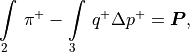 \int\limits_2 \, \pi^+ - \int\limits_3 \, q^+ \Delta p^+ =
{\boldsymbol{P}} ,