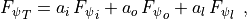 {F_{\psi}}_T = a_i \, {F_{\psi}}_i + a_o \, {F_{\psi}}_o +  a_l \, {F_{\psi}}_l \, \;,