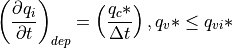 \left(\frac{\partial q_i}{\partial t}\right)_{dep}=\left(\frac{q_c*}{\Delta t}\right), q_v* \leq q_{vi}*