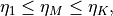 \eta_1 \leq \eta_M \leq \eta_K ,