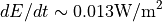 dE/dt \sim 0.013 \text{W/m}^2