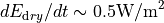 dE_{\text dry}/dt \sim 0.5 \text{W/m}^2