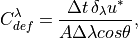 C^{\lambda }_{def}=\frac{\Delta t\, \delta _{\lambda }u^{*}}{A\Delta
\lambda cos\theta } ,