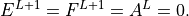 E^{L+1} = F^{L+1} = A^L = 0.