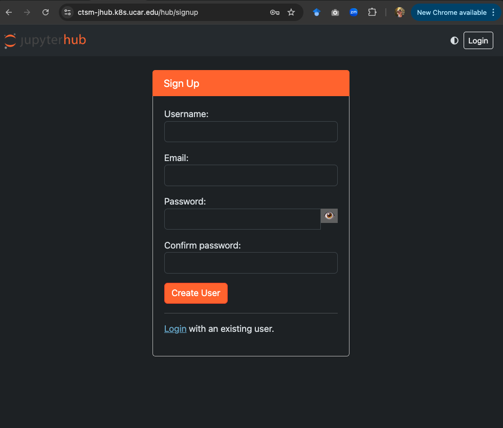 Jupyterhub Login Page