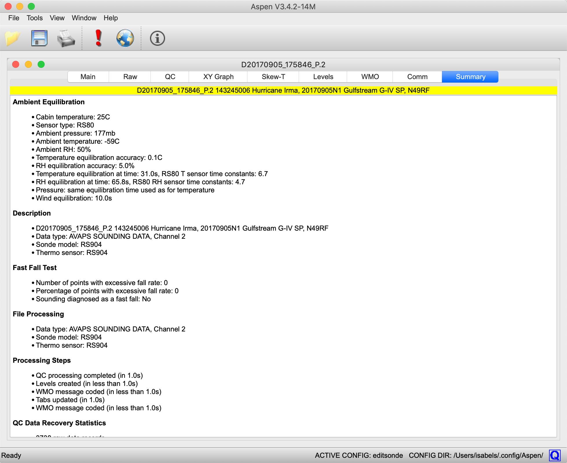 Screenshot of Summary tab in Aspen